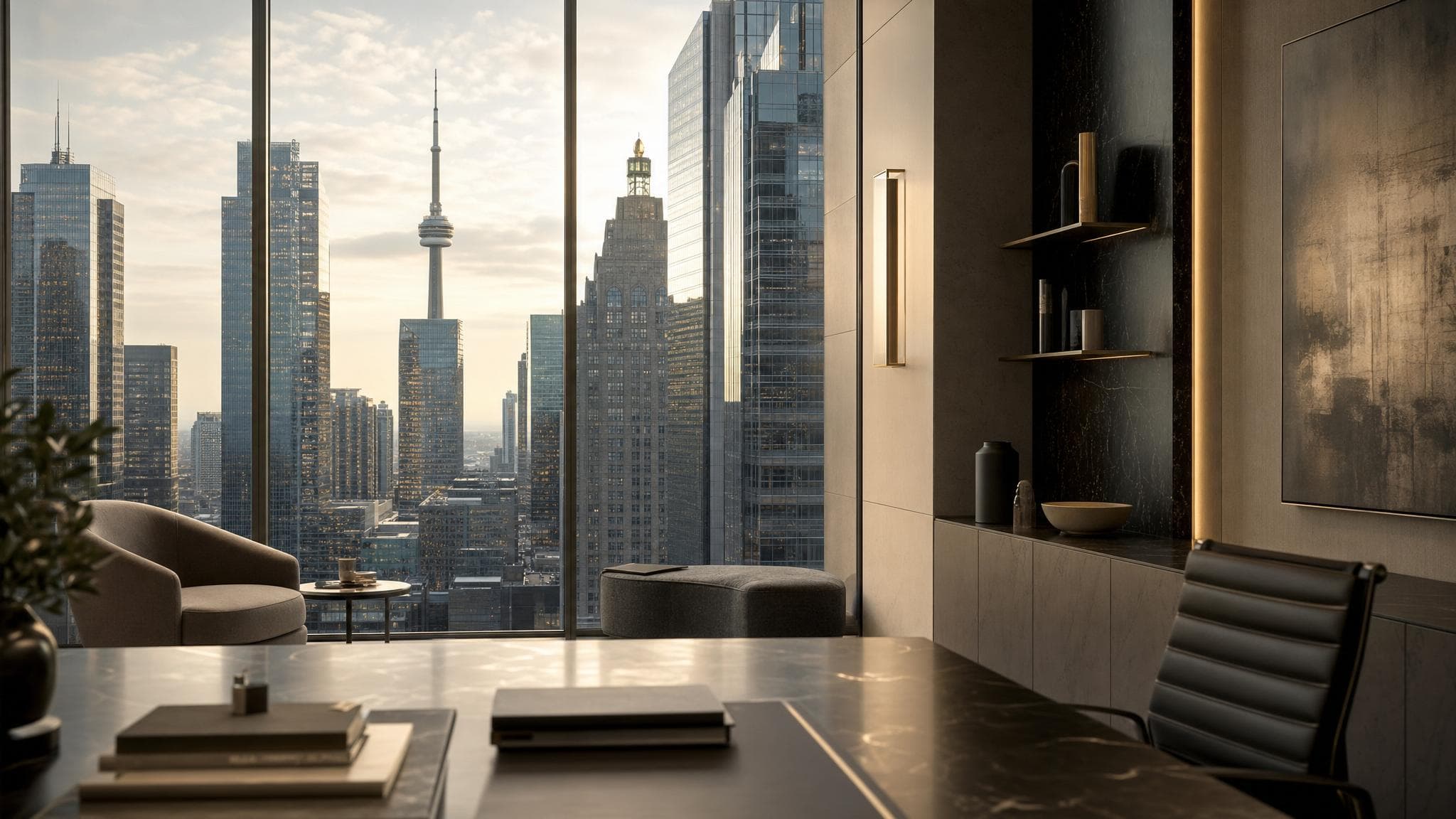 Premium financial district architecture and advisory atmosphere